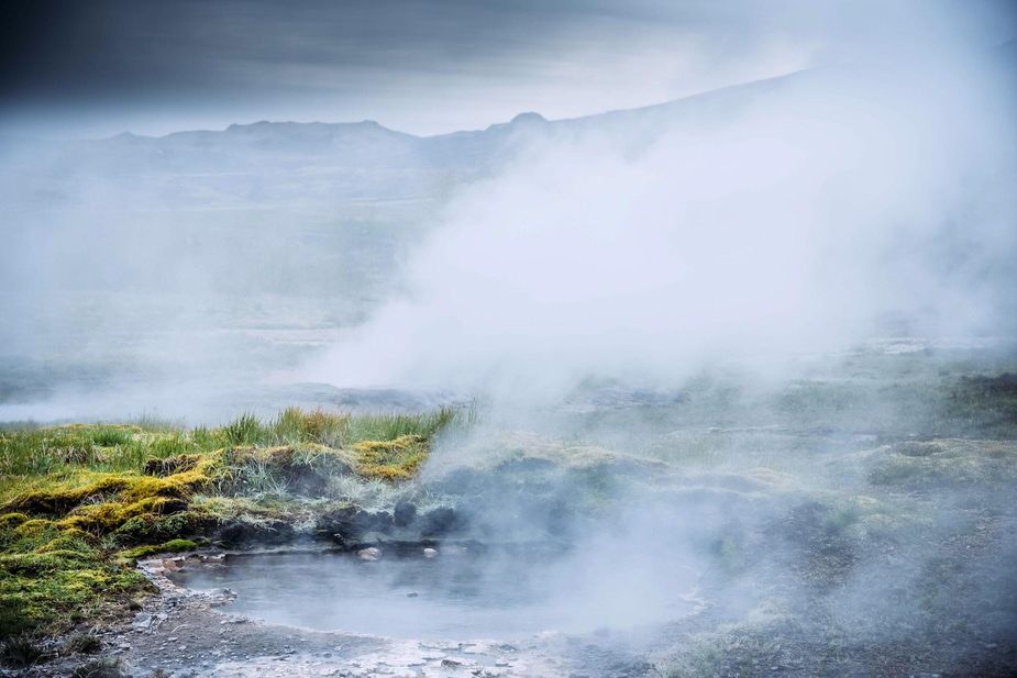 Dampf, Heiße Quelle, Haukadalur, island