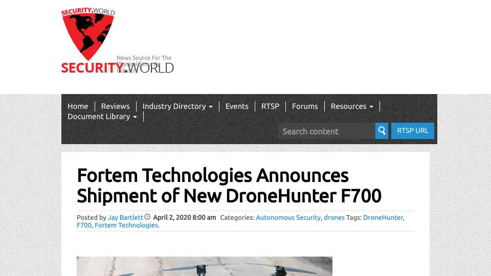 Fortem Technologies Announces Shipment of New DroneHunter F700: New interchangeable countermeasure system can be customized on the fly for varied interdiction scenarios