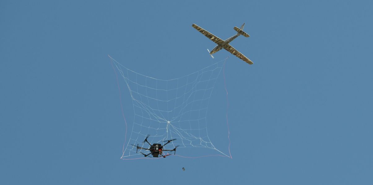 The DroneHunter F700 specializes in catching drones with nets