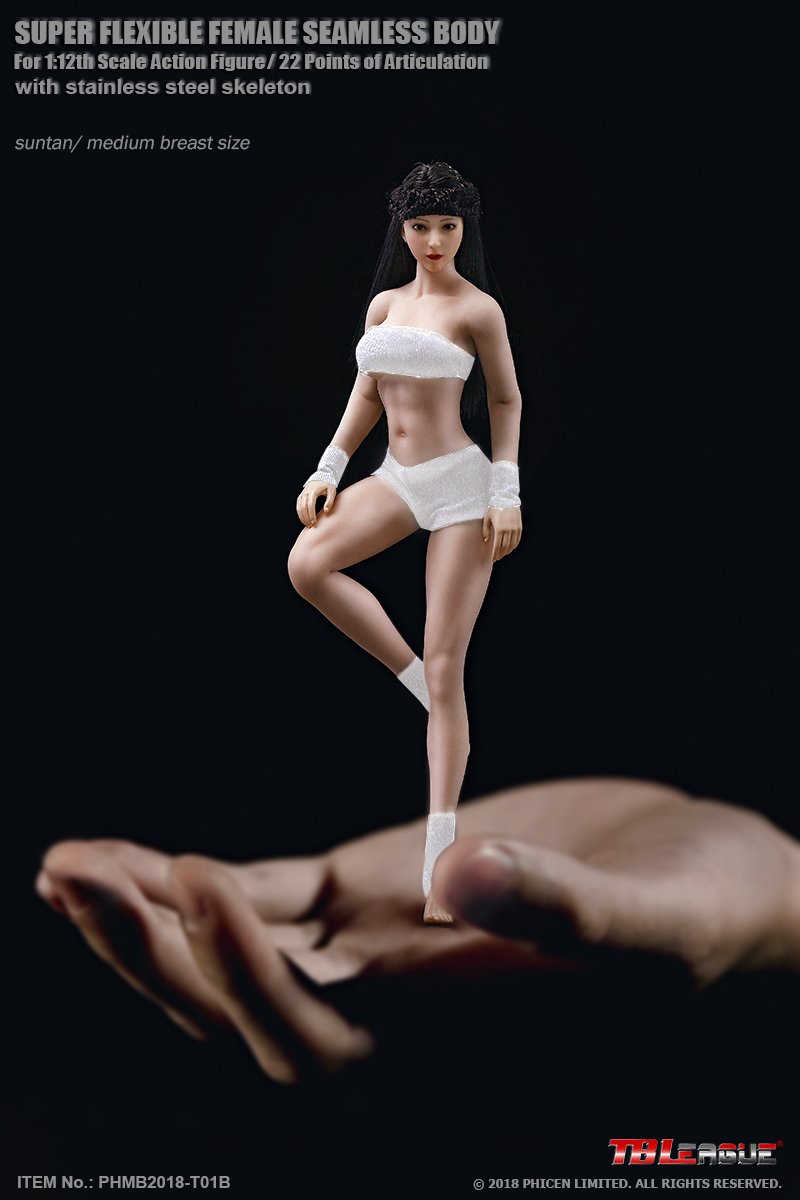 TBLeague T01B 1:12 Scale Figure Female Seamless Medium Bust Body (Suntan Skin Tone)