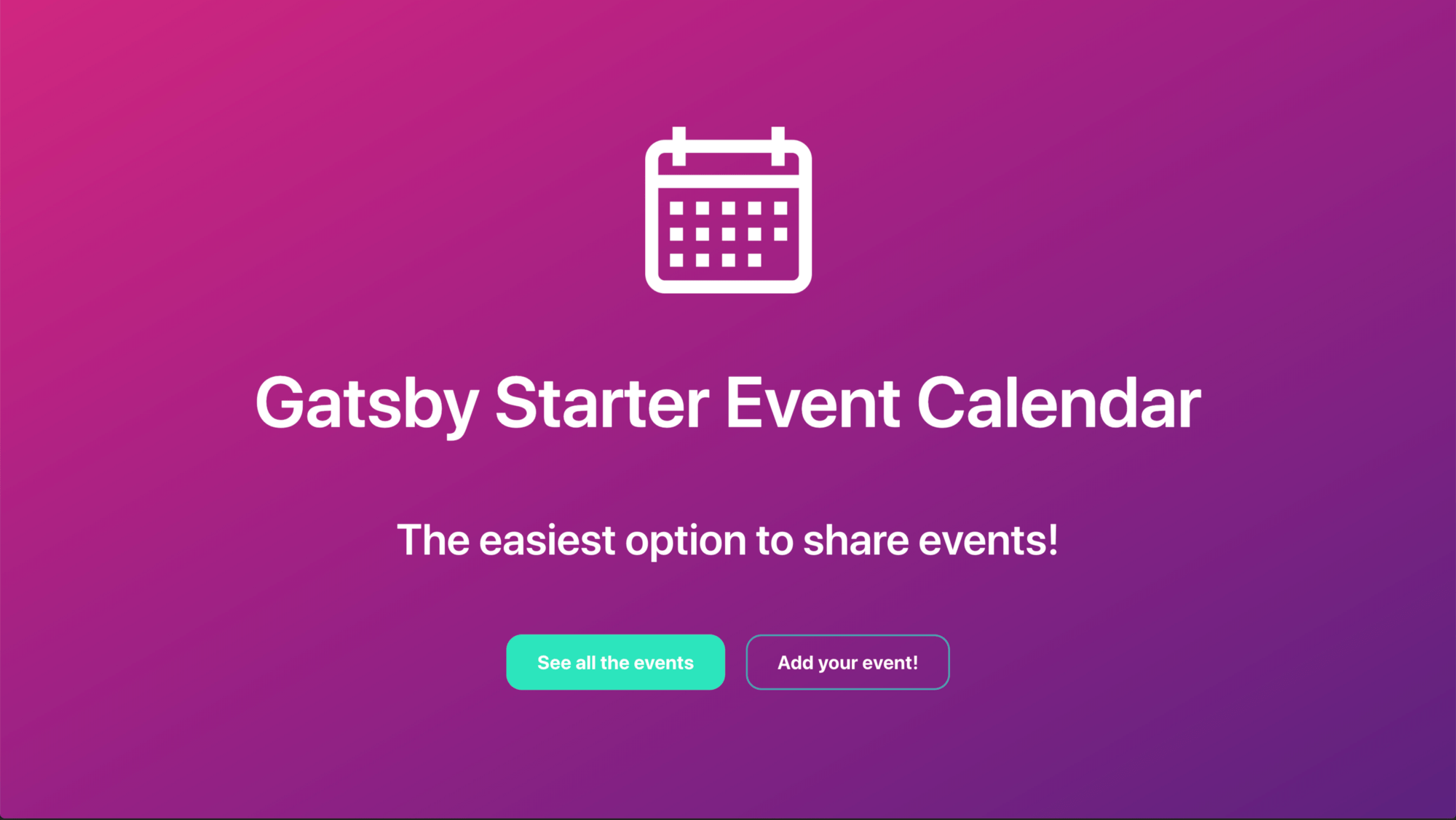 Event Calendar Starter β Home