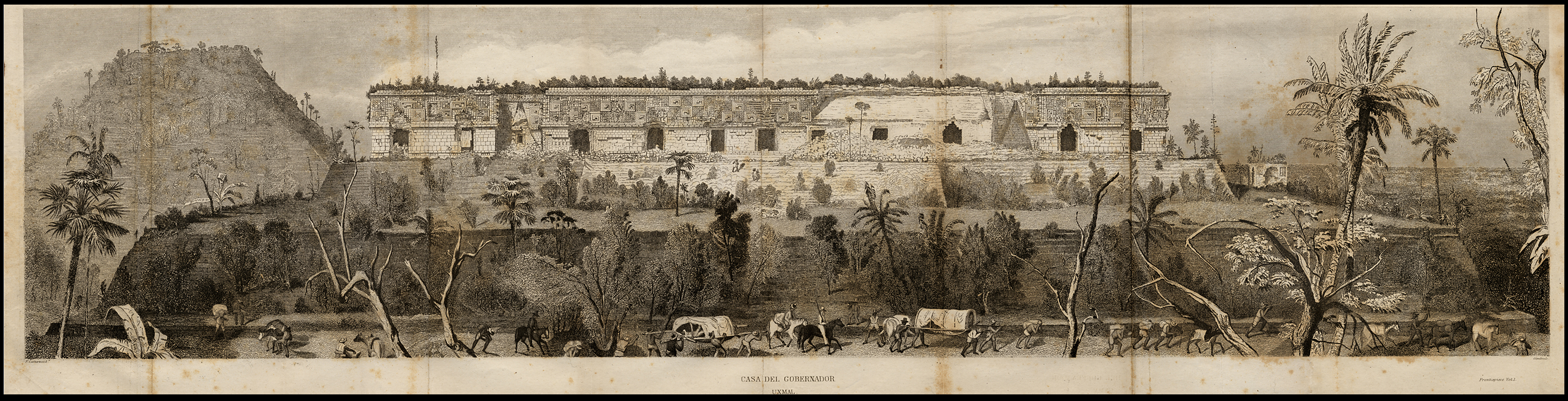 Uxmal, main facade of the Governor's Palace in 1842