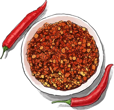 Illustration of Red Chilli Pepper Flakes