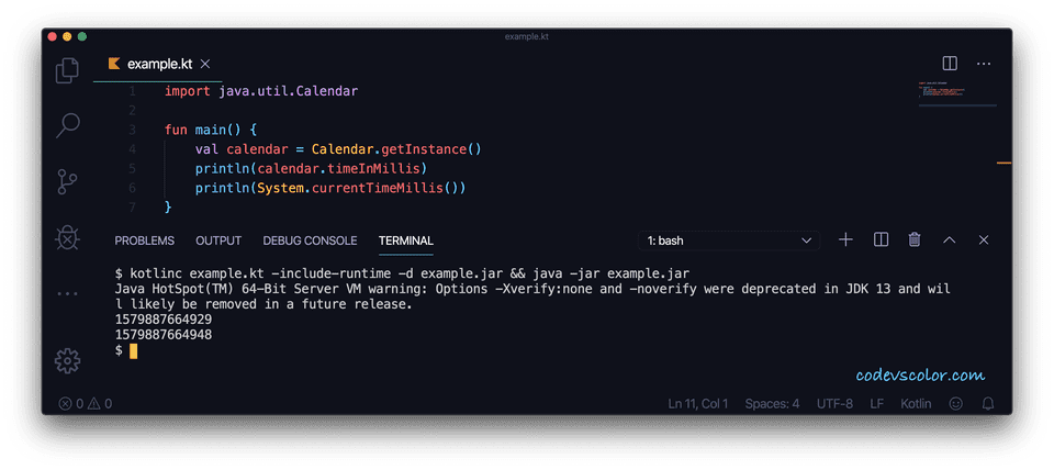 Kotlin Program To Get The Current Time In Milliseconds CodeVsColor