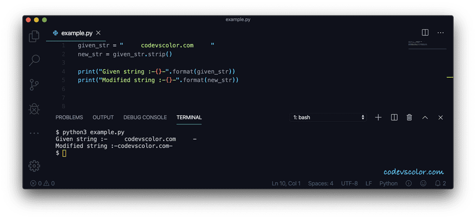 Example Of Python Strip Method CodeVsColor