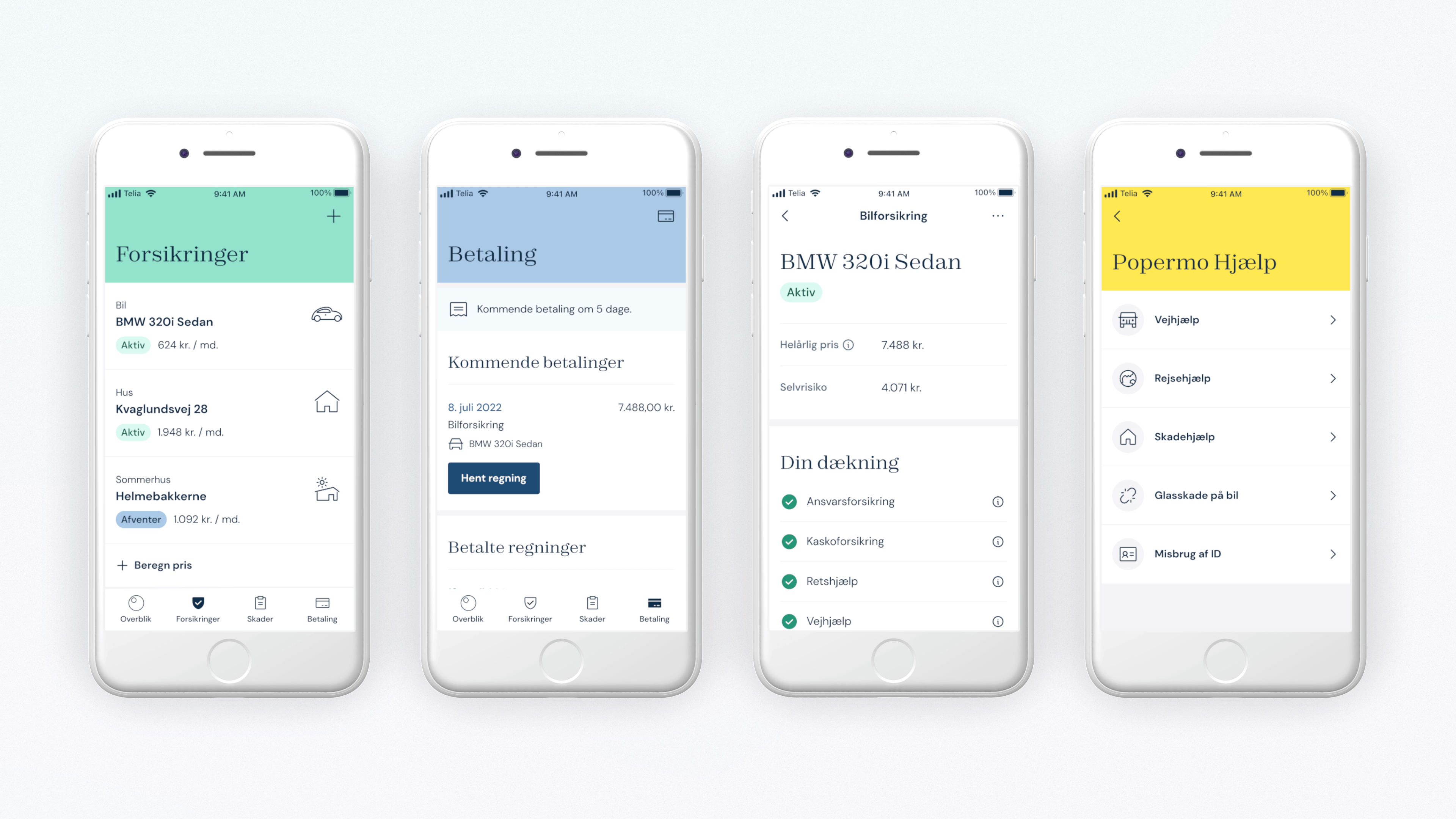 User interface for Popermo's insurance product.