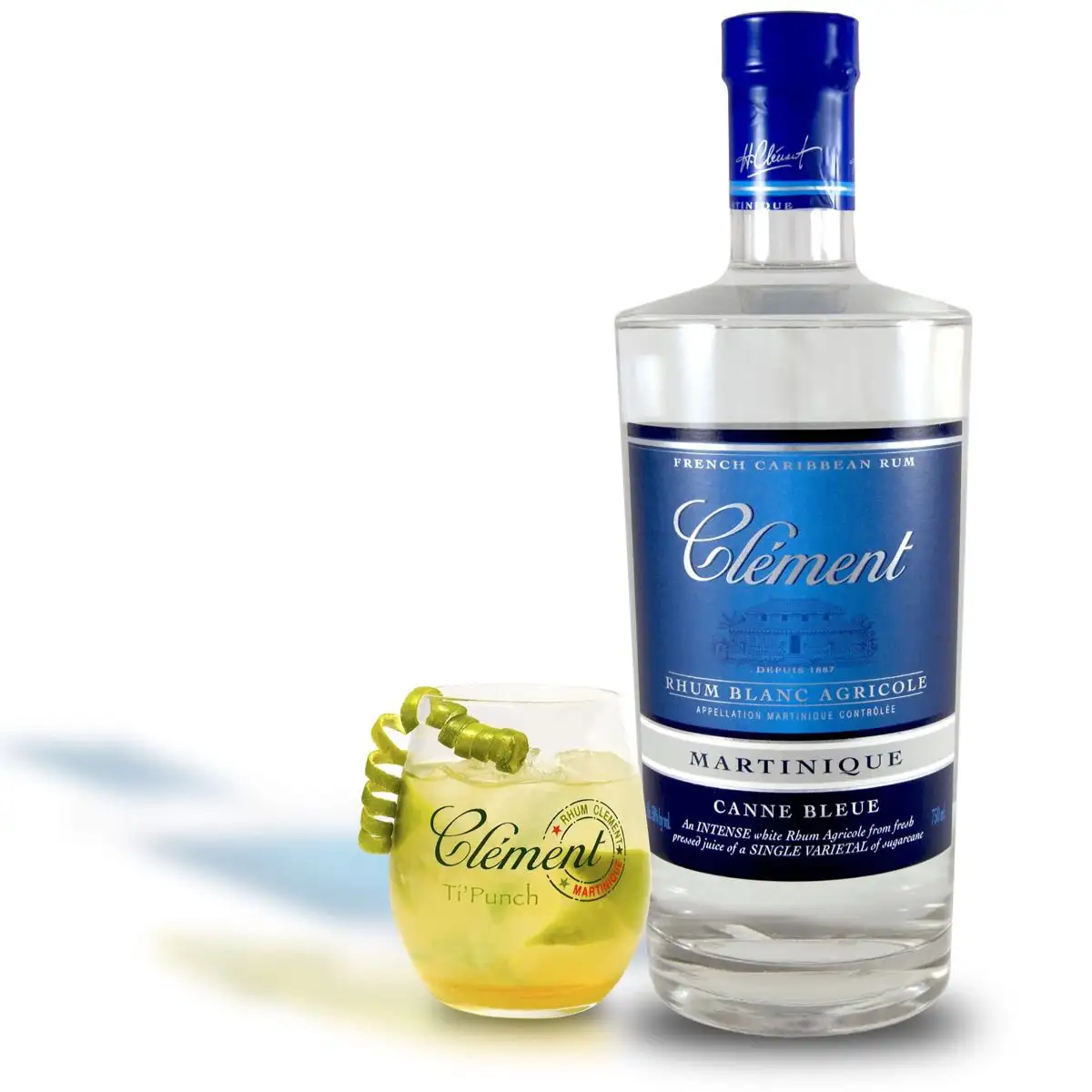 Image of the front of the bottle of the rum Canne Bleue - Gamme Bar