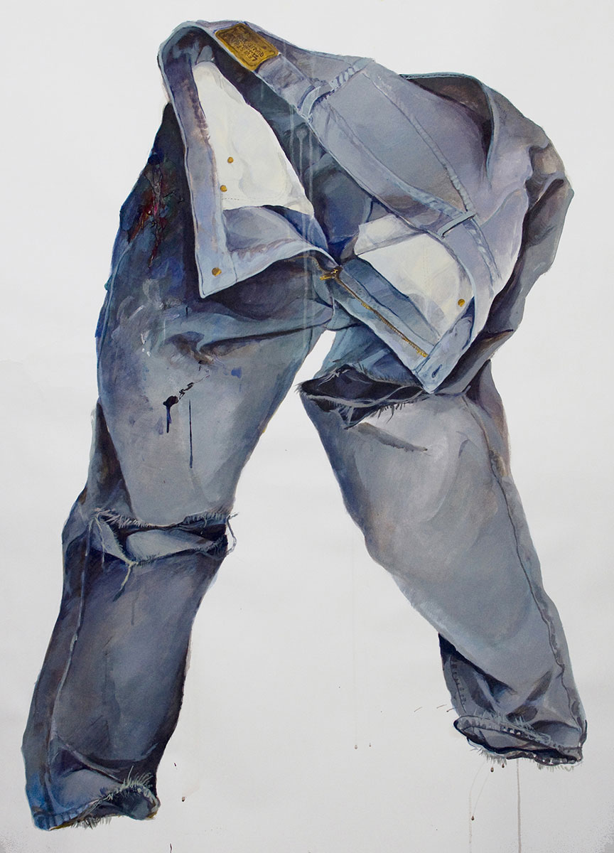 Los pantalones, 2009, akryl na papierze, 150x160cm