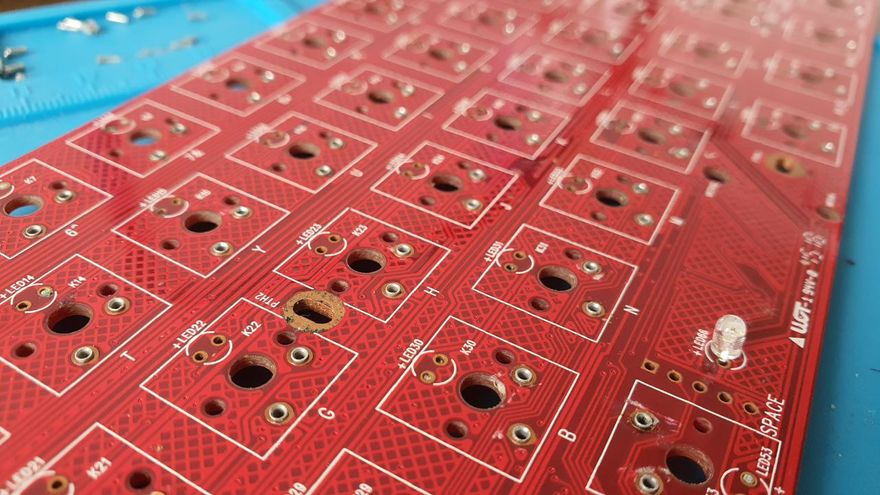A photo showing holtites placed in PCB sockets.