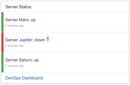Digital Assistant Card showing the current server status for a user's organization