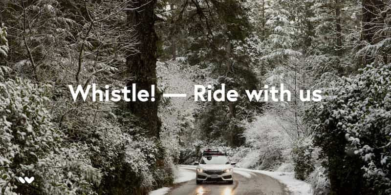 Wunder Mobility template titled "Whistle! Ride with us" featuring a snowy forest.