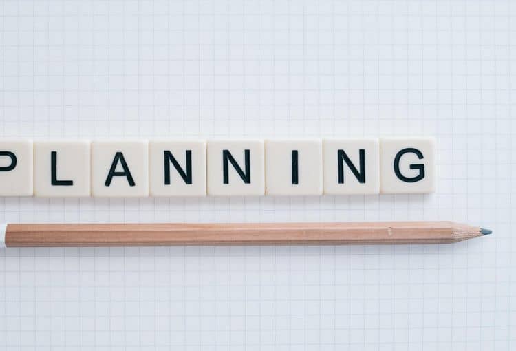 Planning Schriftzug Planning mit einem Bleistift