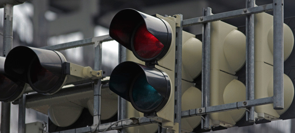 A red traffic light