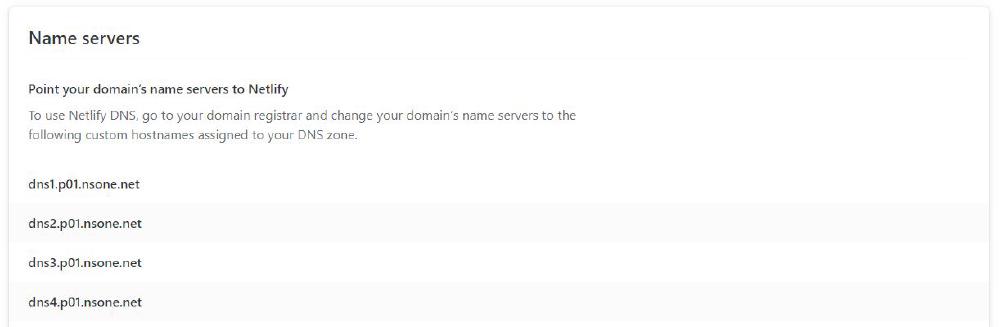 Netlify name servers screenshot