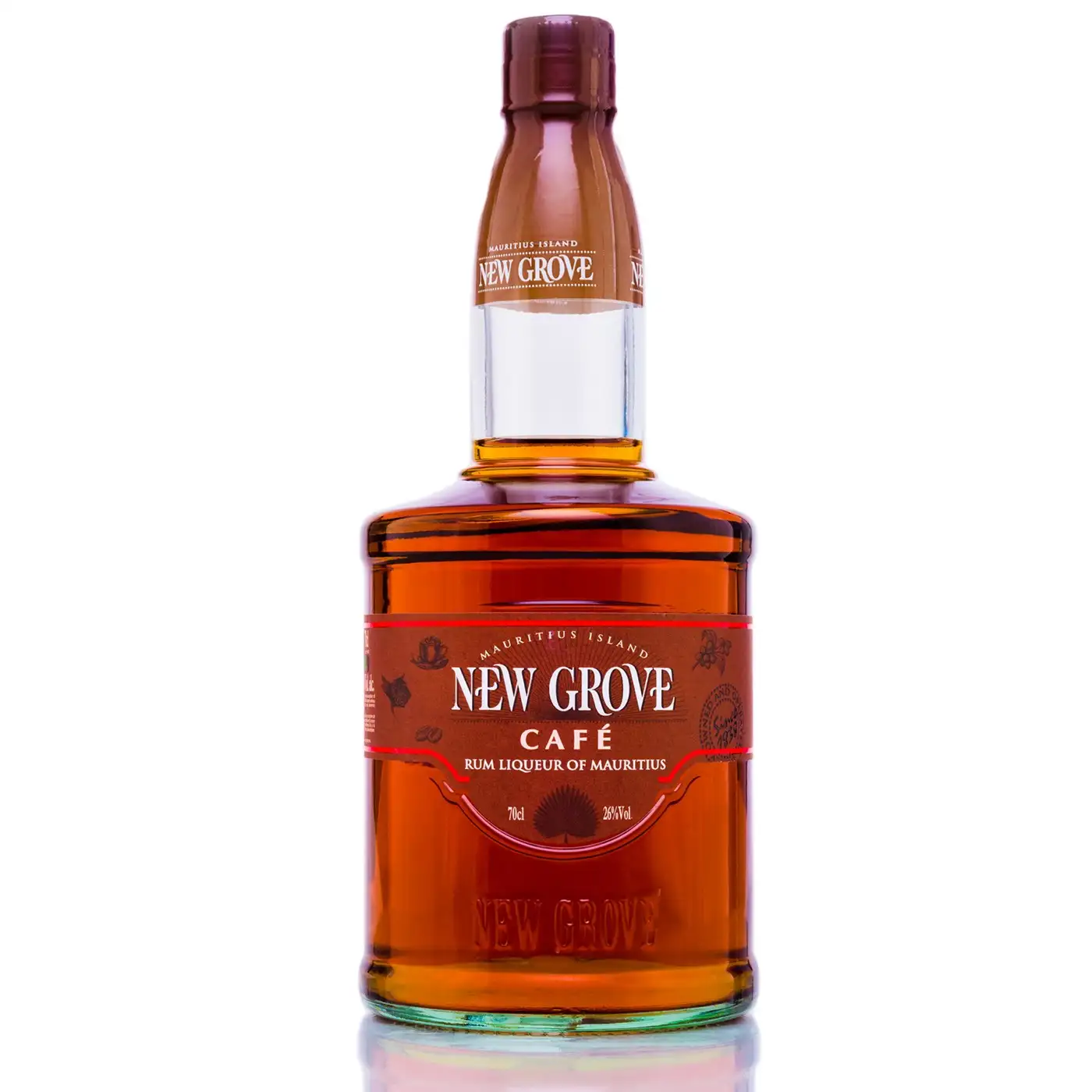 Image of the front of the bottle of the rum New Grove Café Liqueur