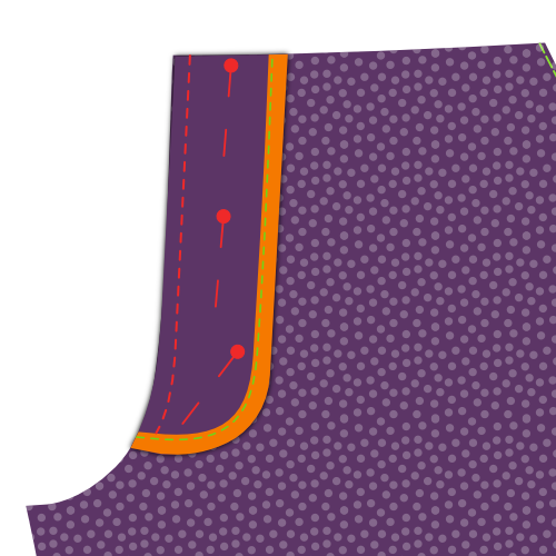 Pin and sew fly piece to crotch seam