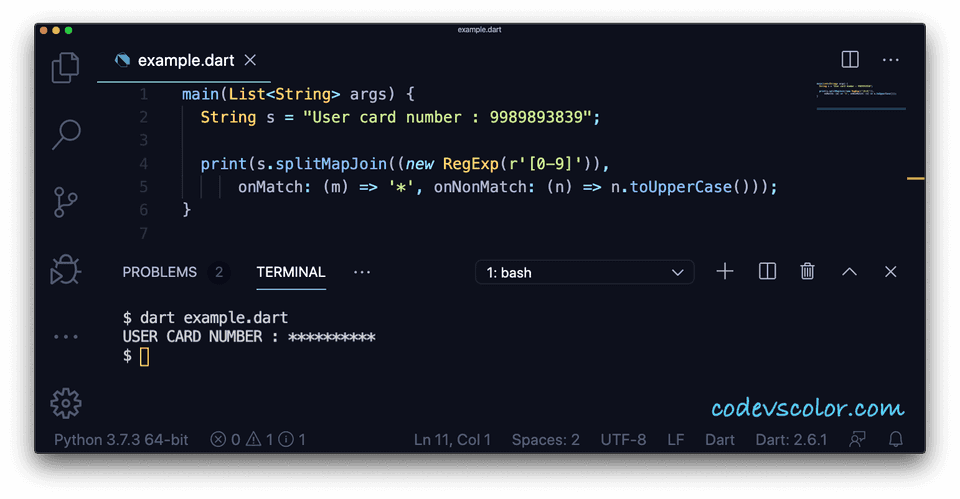 Dart string splitMapJoin examples - CodeVsColor