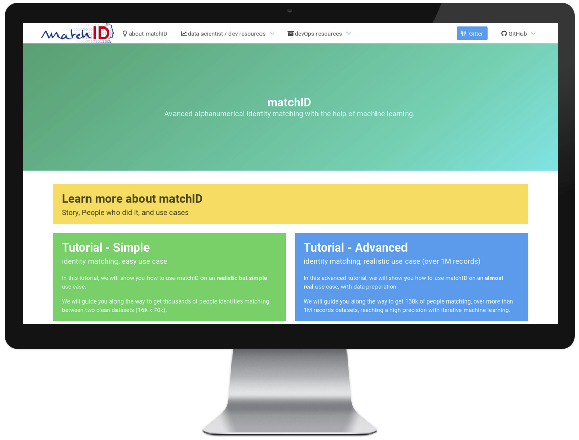 Interface de l'outil développé par le défi MI - matchID