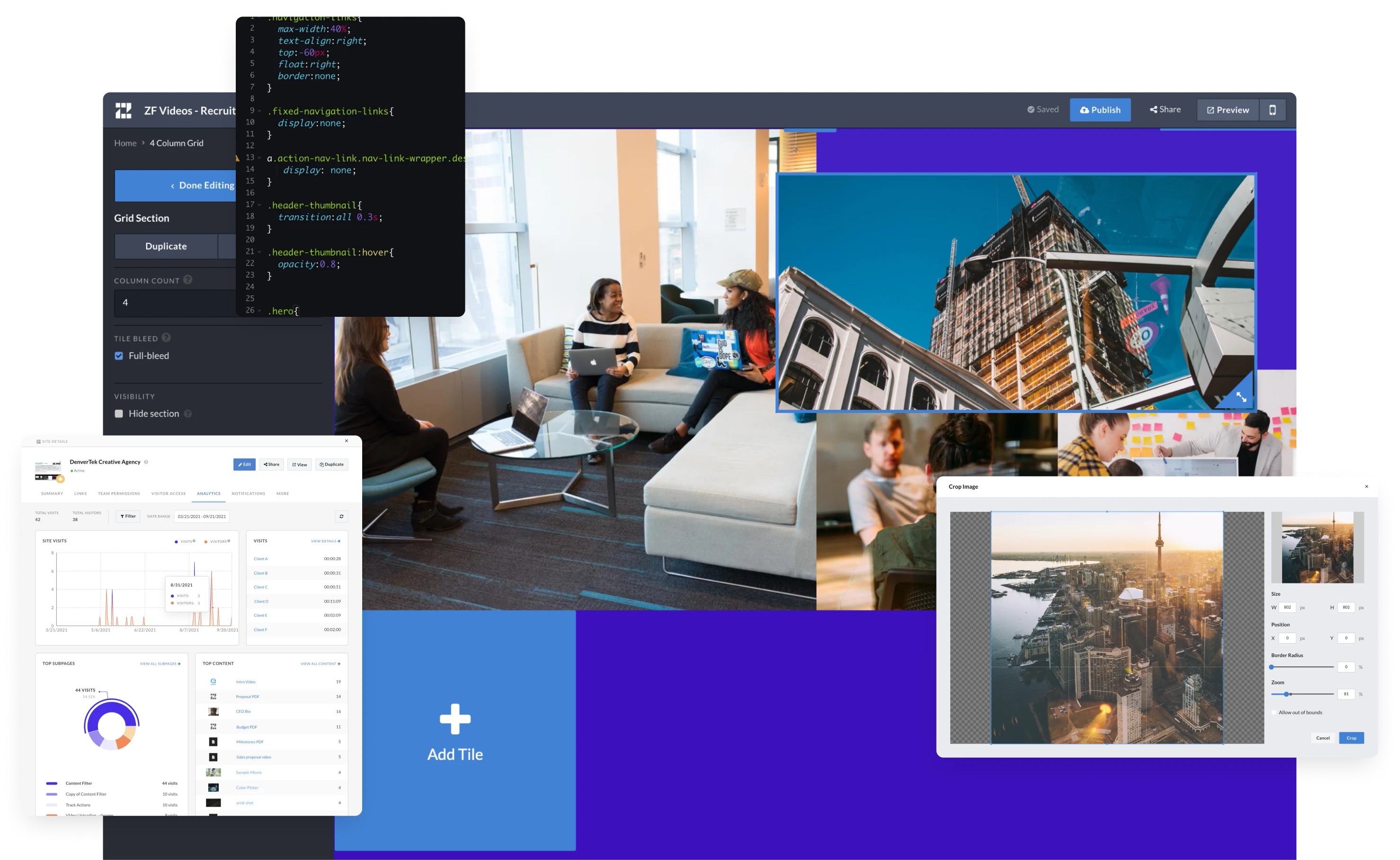 screenshot of microsite with zoomforth app features on overlaid