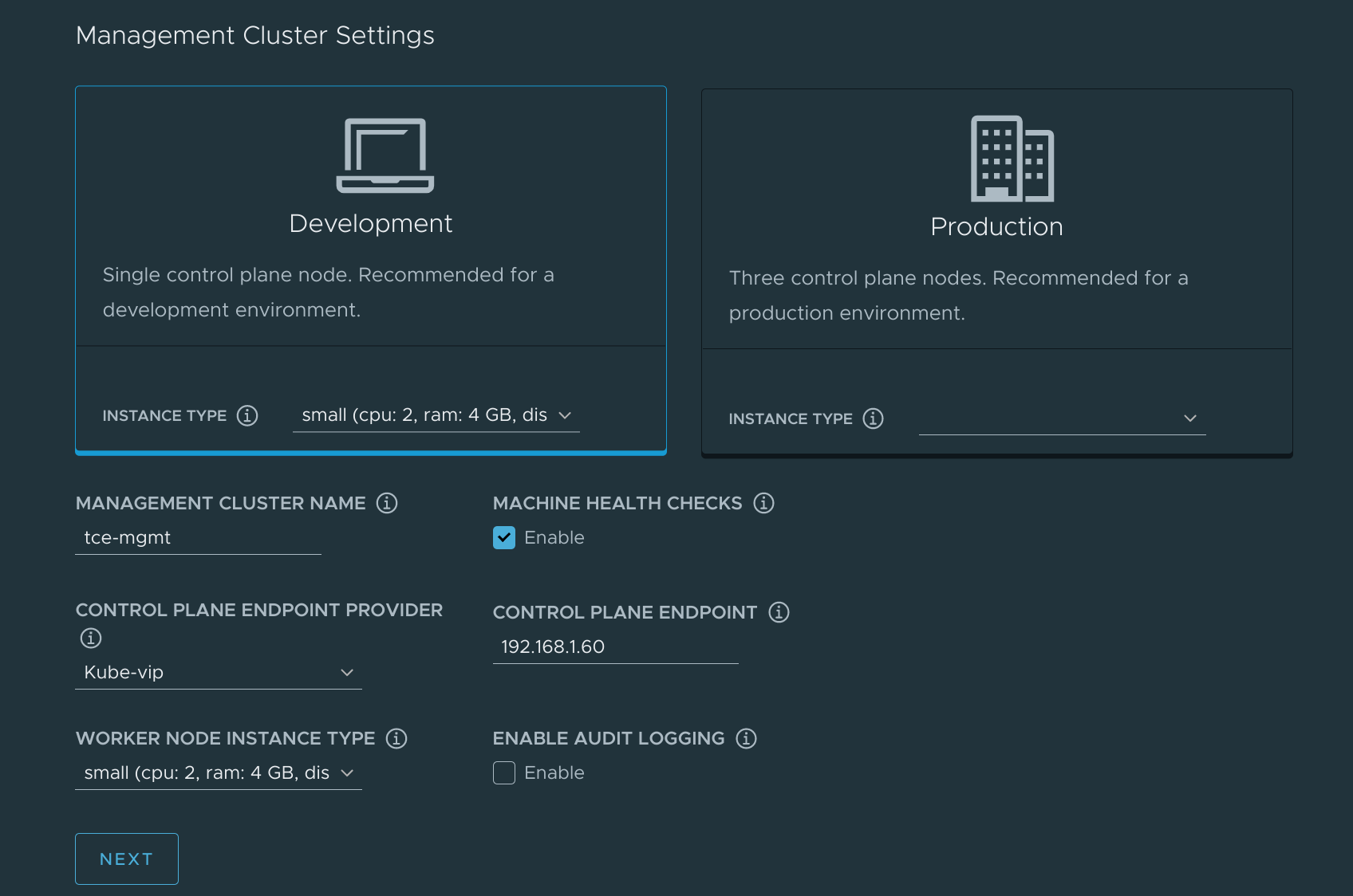 Configuring the Management Cluster