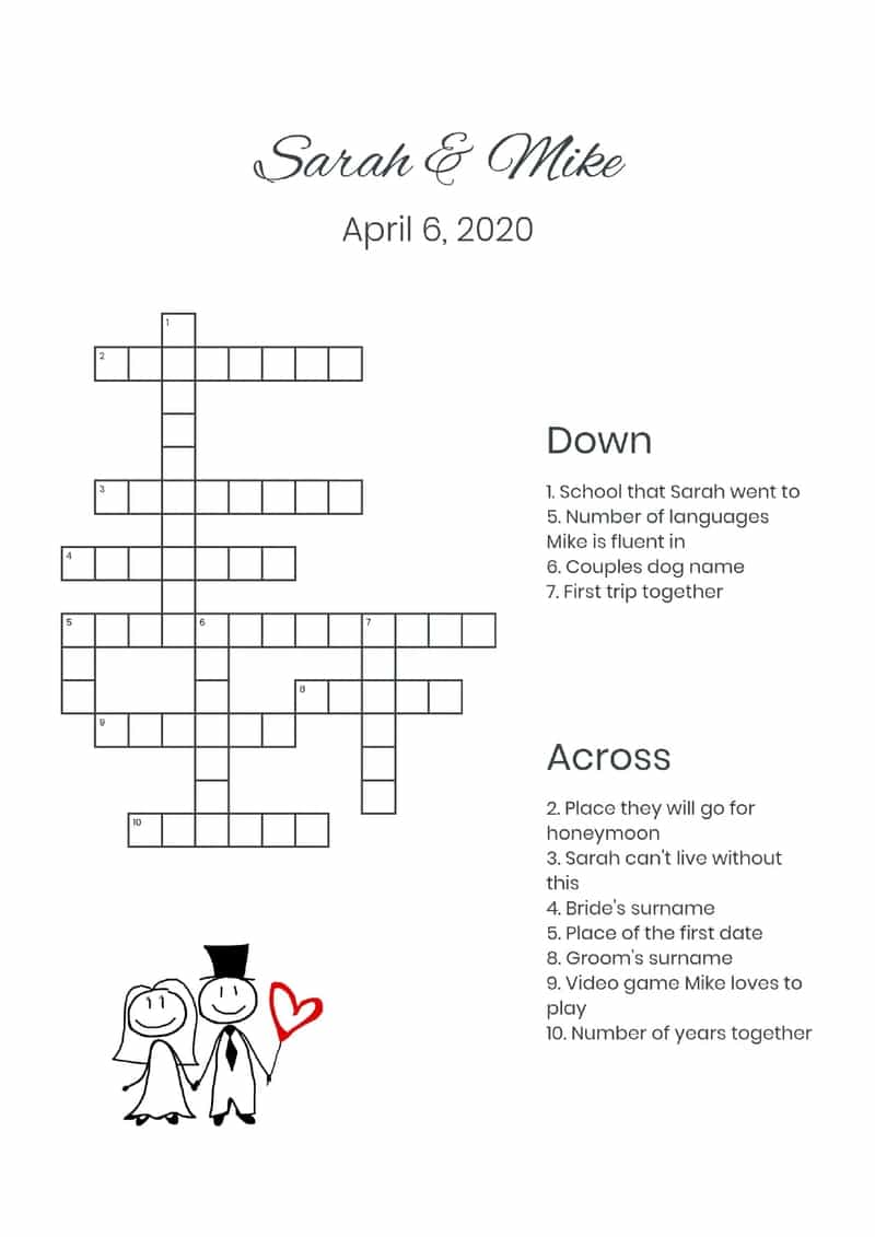 Custom Wedding Crosswords And Wordsearches Perfect Crosswords