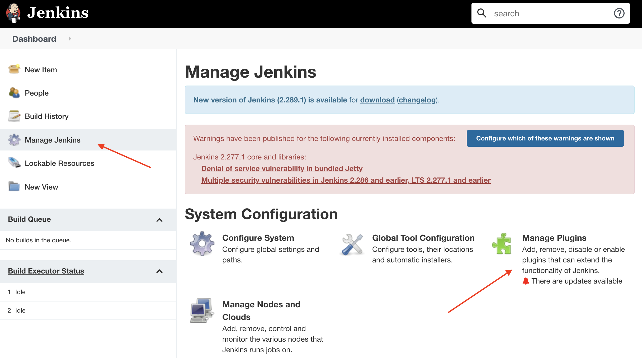 Jenkins Manage Plugins