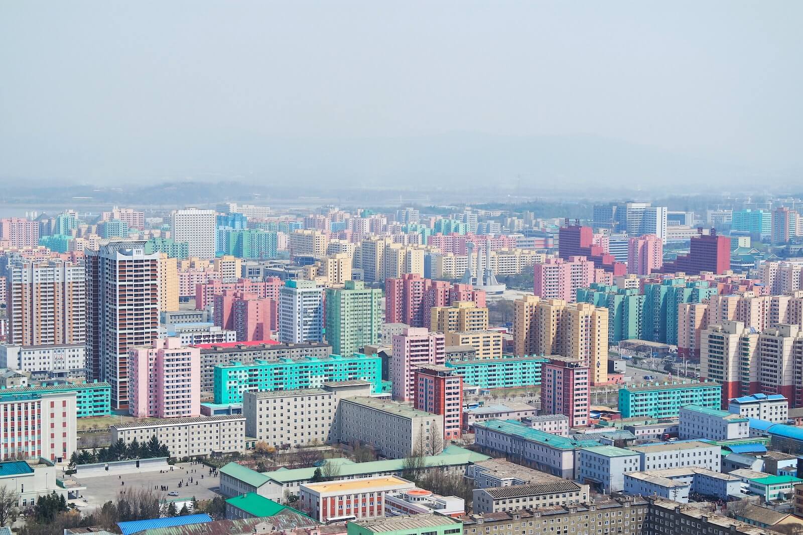 The flats of Pyongyang, as photographed from the Juche Tower in North Korea