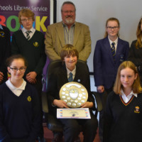 Schoolchildren with an award