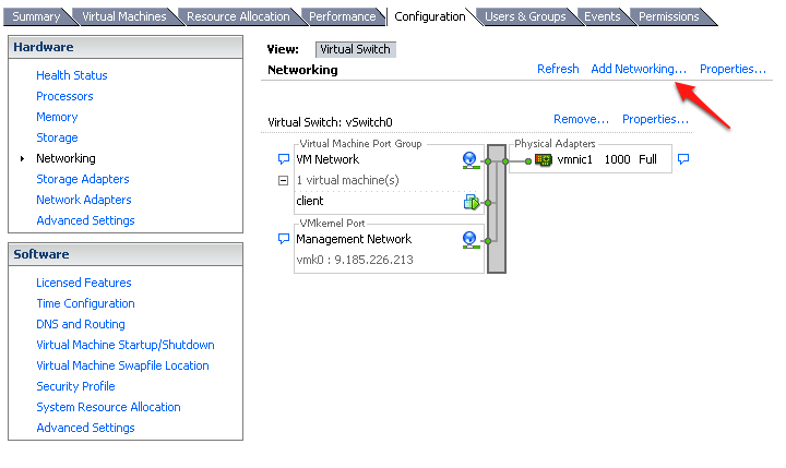 vmware esxi 6.7 network configuration
