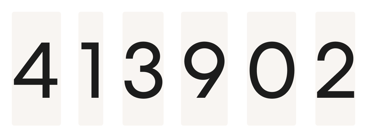 An example showing how each number is a different size