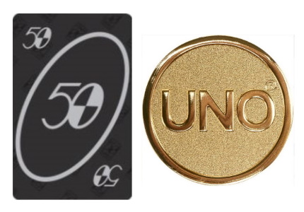50th Anniversary Uno (Premium Set) Wild 50/50 Card and Collector's Coin