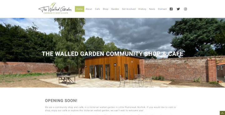 The Walled Garden Shop & Cafe website frontpage
