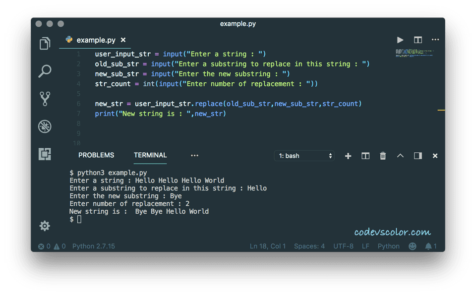 python-program-to-replace-single-or-multiple-character-substring-in-a