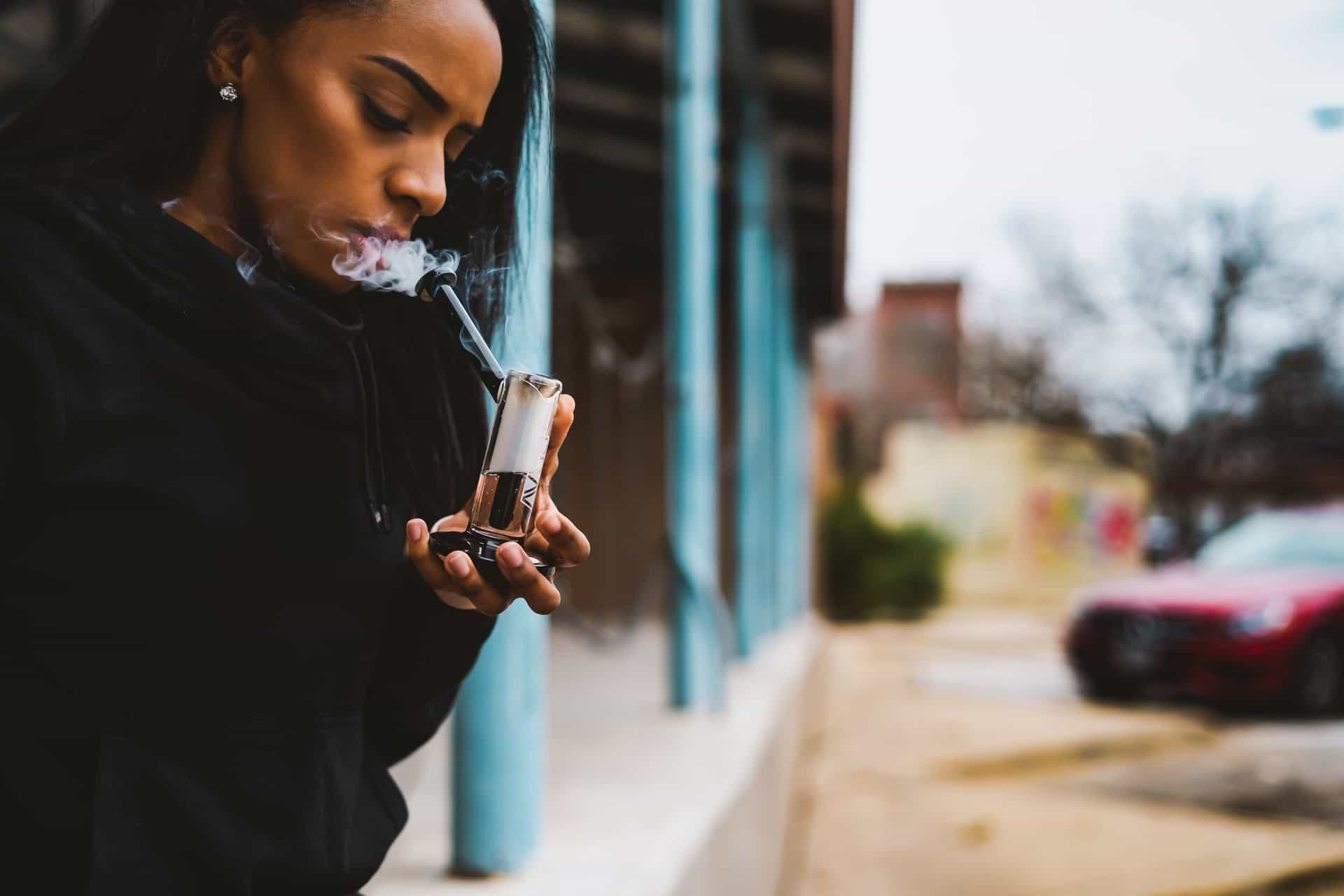 Woman smoking marijuana