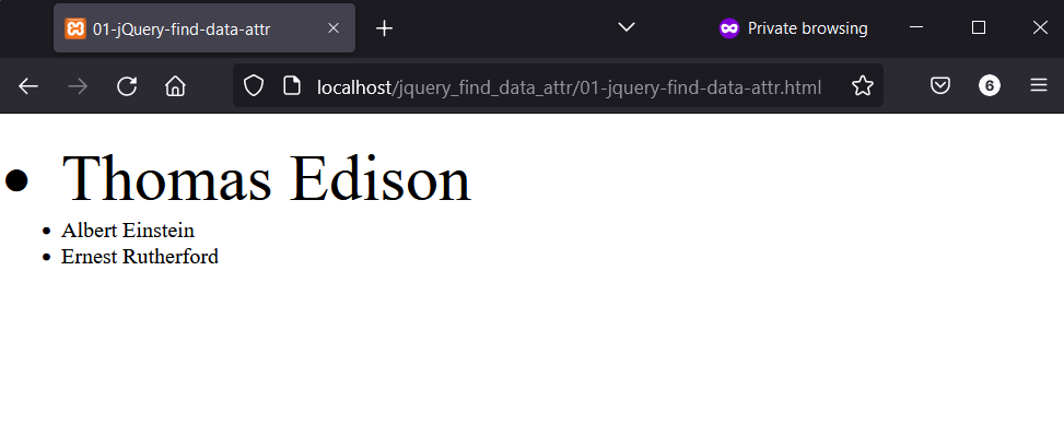 Find element with data attribute with jQuery find method