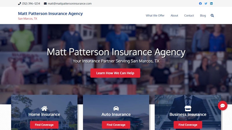 Matt Patterson Insurance Agency website screenshot