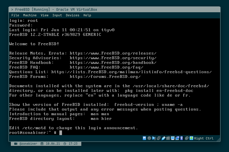 FreeBSD 12.2 Stable Login with root user FreeBSD 12.2 Stable Login with root user