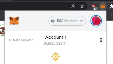 Metamask — Chrome Extension showing my account