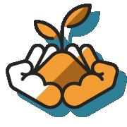 Icon of hands holding a sapling