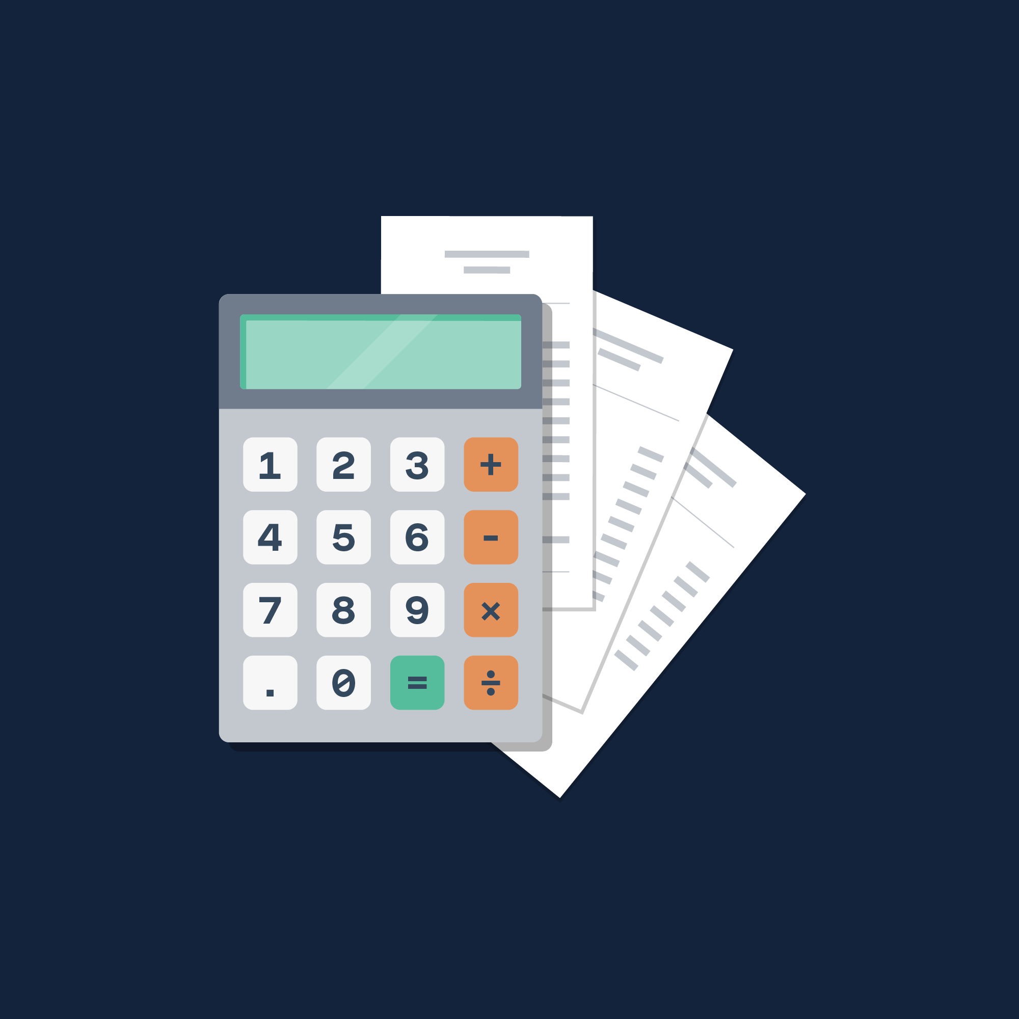 Illustration of a calculator and some bills