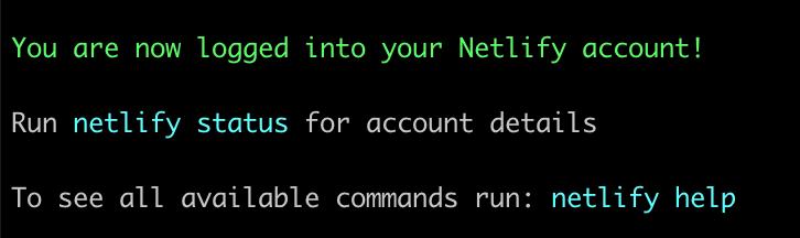Screenshot of Netlify CLI success message for switching accounts