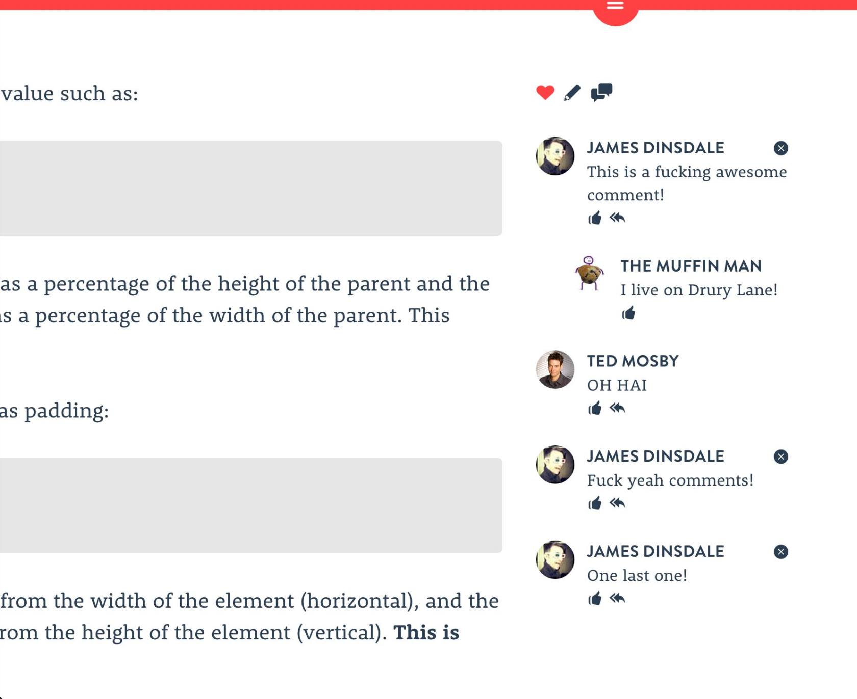 A screenshot of the commenting service Chatter, which I launched in 2013, appearing on an older version of this blog.