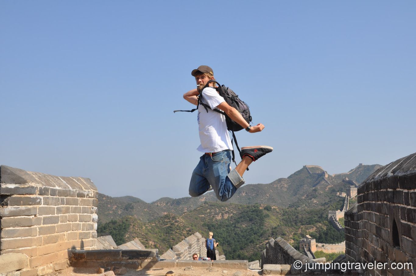 Jumping on the Great Wall | Jumping Traveler