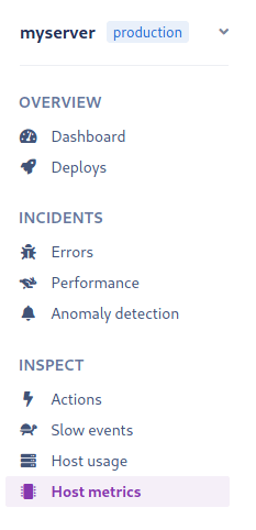 Hosts metrics dashboard location