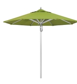 image 9 ft Silver Aluminum Commercial Market Patio Umbrella with Pulley Lift in Macaw Sunbrella