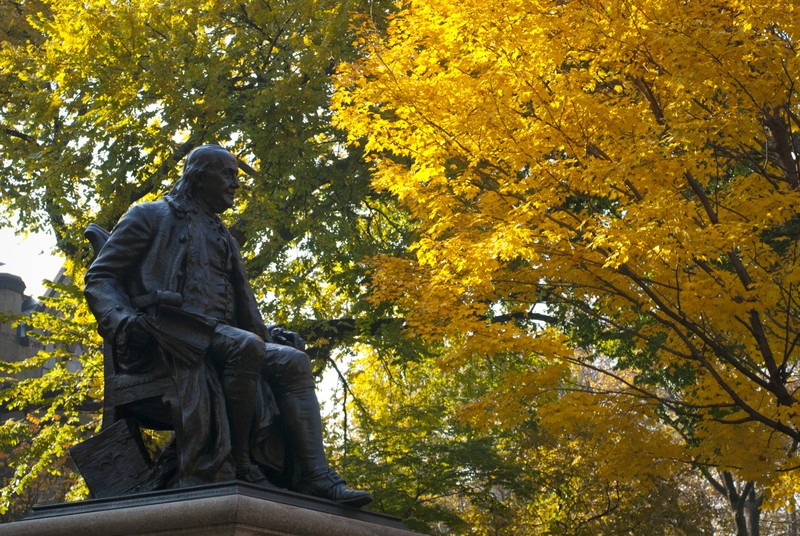 Statue of Benjamin Franklin on the University of Pennsylvania campus