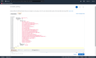 A screenshot of the AWS _Create policy_ page