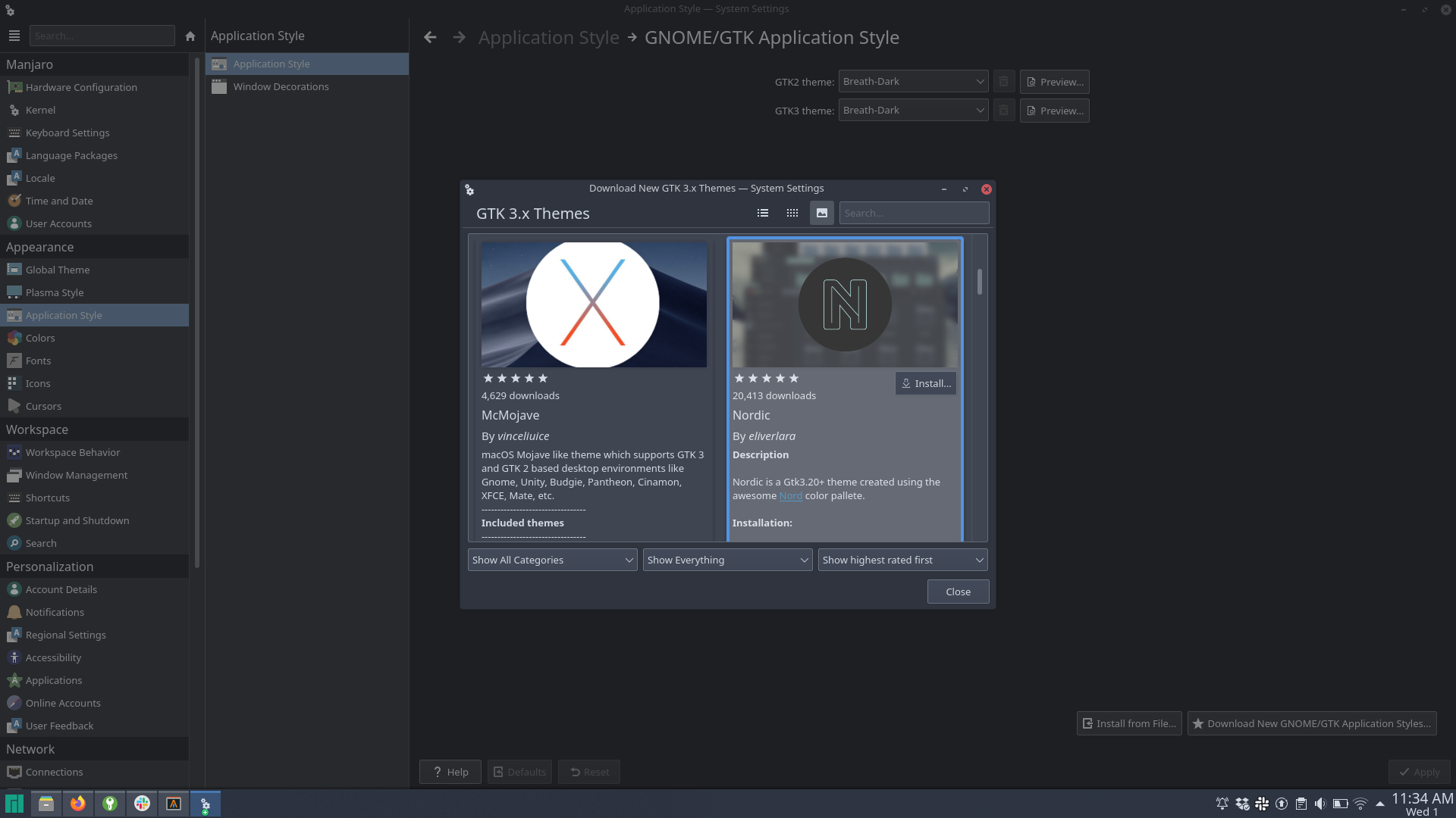 KDE Settings - GTK Theme
