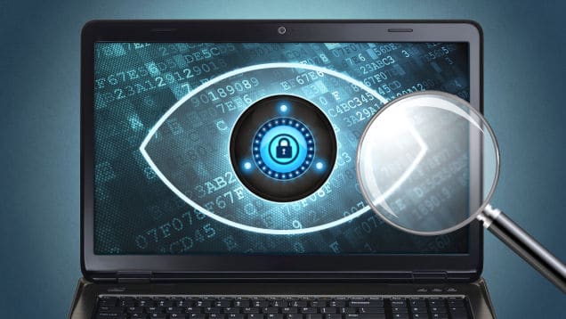 Illustration of an eye searching for private data online