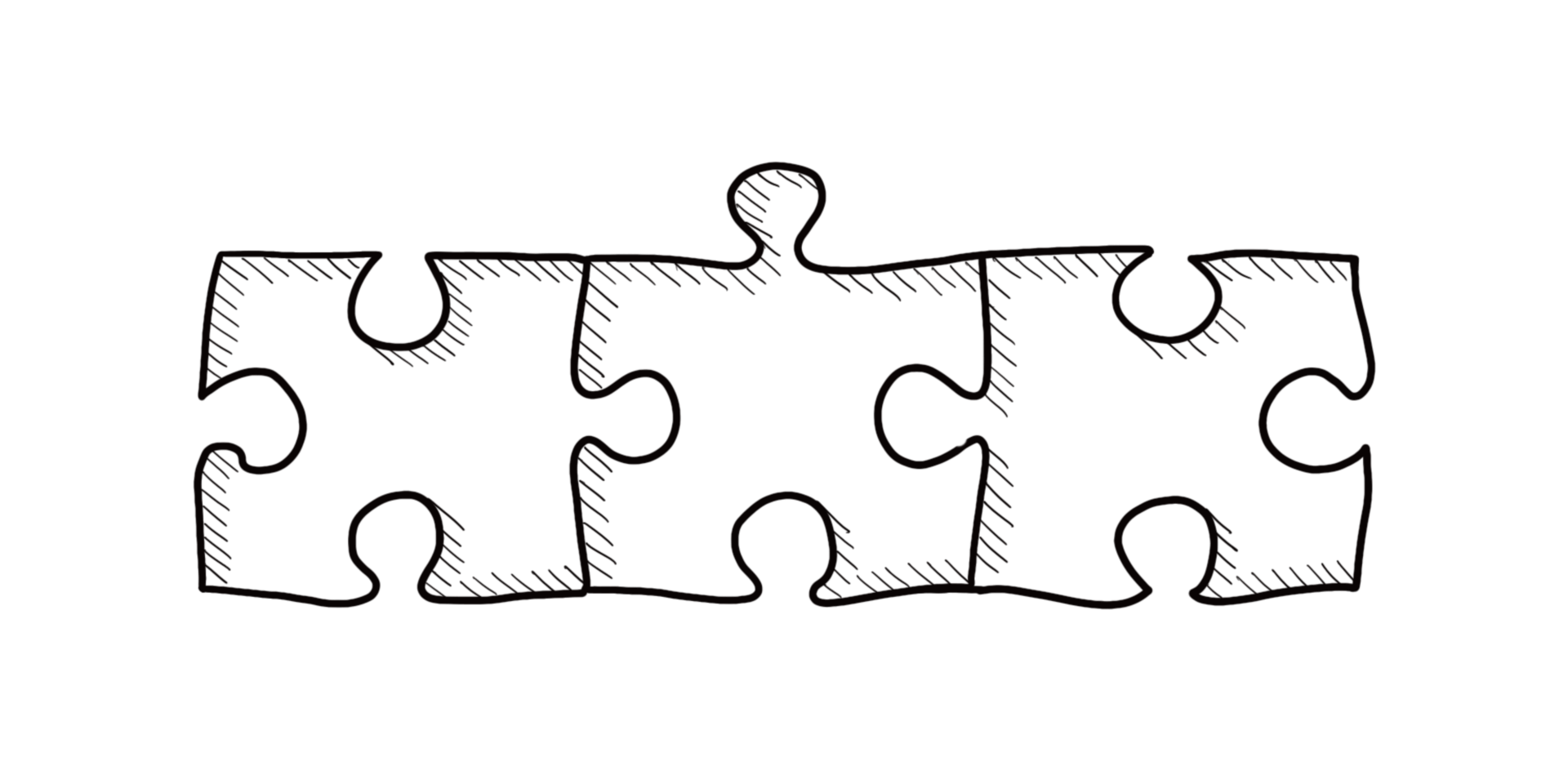 Illustration of three interlocked puzzle pieces